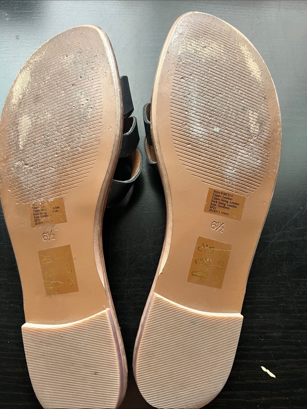 Madewell The Wave Slide Sandal in Vachetta Leather black tan size 6.5 - Picture 5 of 7
